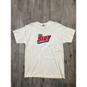 Vintage 90s Saying Alcohol Parody Shirt Medium Men White Comedy Sl*t Text Tee